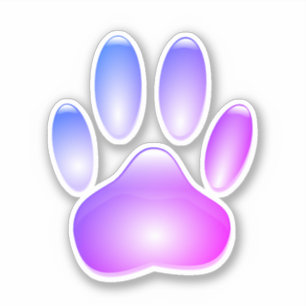 Colourful Glass Dog Paw Print