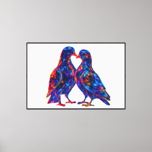 Colourful Glass Doves – Neon Bird Canvas Print