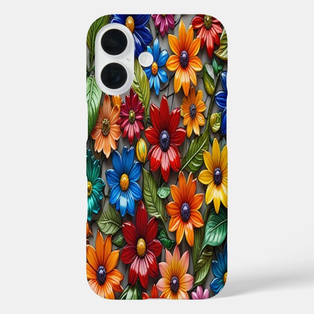 Colourful Glass Flowers #3 -  iPhone 16 Cases (Back)