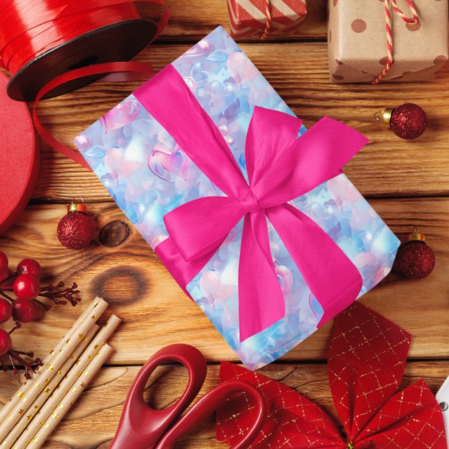 Colourful Glass Hearts Valentines  Wrapping Paper (Creator Uploaded)