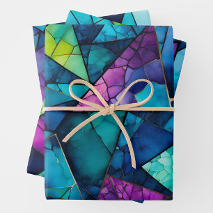 Colourful Glass Mosaic Art Wrapping Paper Sheets
