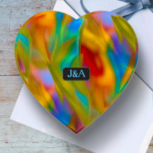 Colourful Glass Waves  - Rainbow Flame - initials