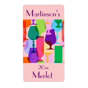 Colourful Glasses Wine Label