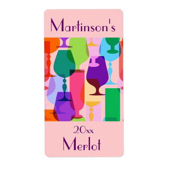 Colourful Glasses Wine Label (Front)