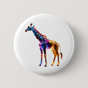 Colourful Glassy Giraffe 6 Cm Round Badge