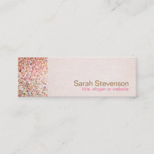 Colourful Glitter and Light Pink Linen Look Beauty Mini Business Card