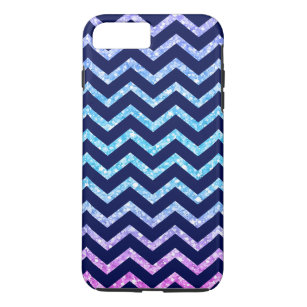 Colourful Glitter And Navy Blue Zigzag Chevron Case-Mate iPhone Case