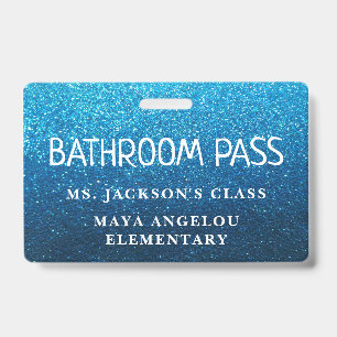 Colourful Glitter Back To School Bathroom Hall Pas ID Badge