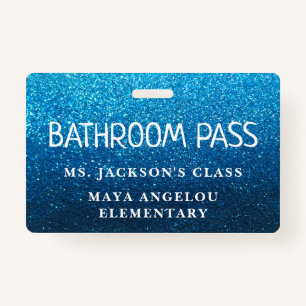 Colourful Glitter Back To School Bathroom Hall Pas ID Badge