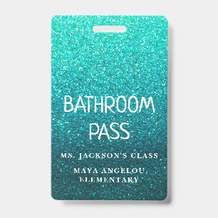 Colourful Glitter Back To School Bathroom Hall Pas ID Badge