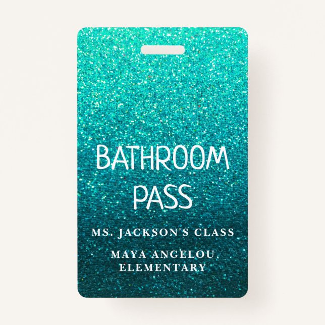 Colourful Glitter Back To School Bathroom Hall Pas ID Badge (Back)