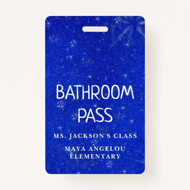 Colourful Glitter Back To School Bathroom Hall Pas ID Badge (Back)
