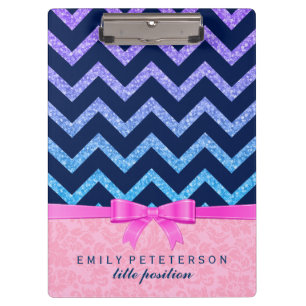 Colourful Glitter Blue Chevron Pink Damasks Clipboard