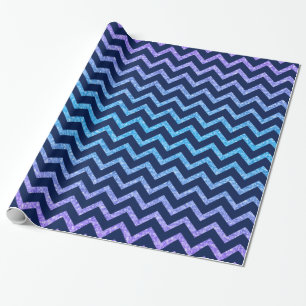 Colourful Glitter Blue Chevron Zigzag Pattern Wrapping Paper