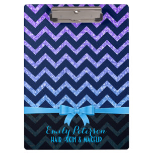 Colourful Glitter Blue Zigzag Chevron Pattern Clipboard