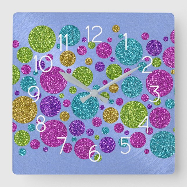 Colourful Glitter Dots Acrylic Wall Clock (Front)