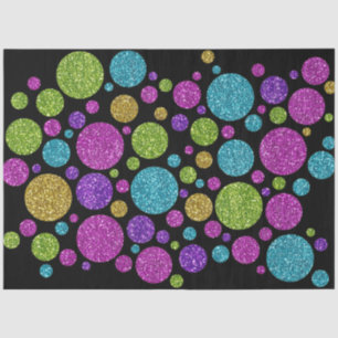 Colourful Glitter Dots Black Tissue Paper