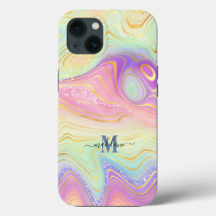 Colourful Glitter Iridescent Marble Agate Case-Mat iPhone 13 Case