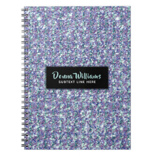 Colourful Glitter Modern Typography Template Spiral Notebook