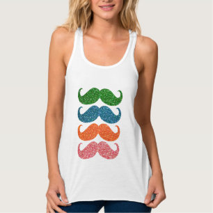 Colourful Glitter Moustache #3 Singlet