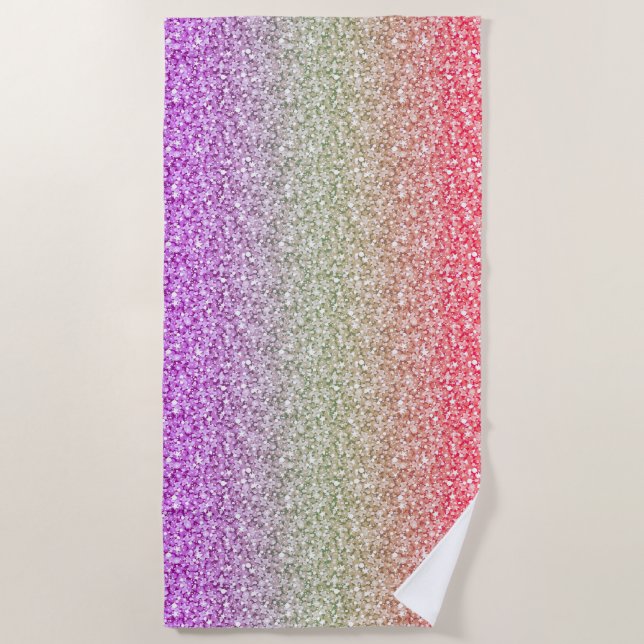 Colourful Glitter Pattern Beach Towel (Front)