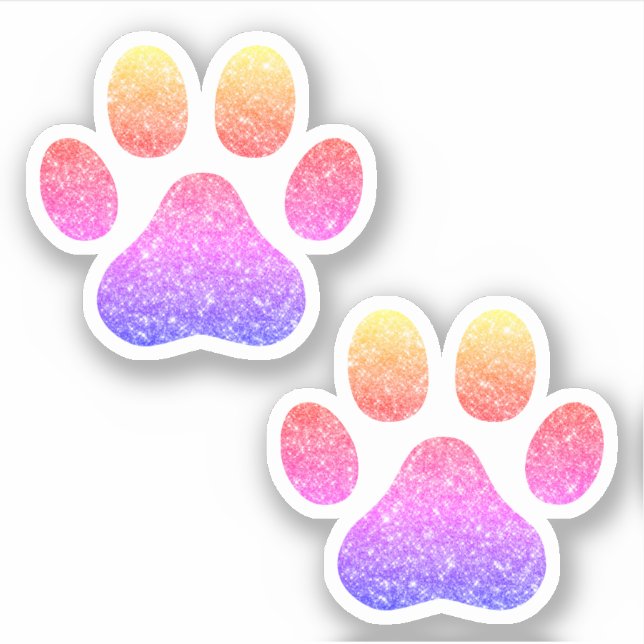 Colourful Glitter Paw Prints Pet Lover (Front)