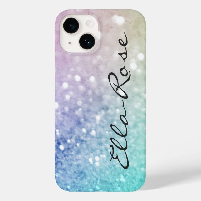 Colourful Glitter Pretty Bokeh Monogrammed Case-Mate iPhone Case (Back)