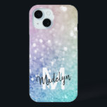 Colourful Glitter Pretty Bokeh Monogrammed iPhone 15 Case<br><div class="desc">Easily personalise this elegant colourful bokeh glitter pattern with your custom name and/or monogram.</div>
