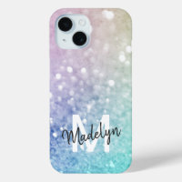 Colourful Glitter Pretty Bokeh Monogrammed