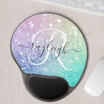 Colourful Glitter Pretty Bokeh Monogrammed Gel Mouse Pad<br><div class="desc">Easily personalise this elegant colourful bokeh glitter pattern with your custom name and/or monogram.</div>