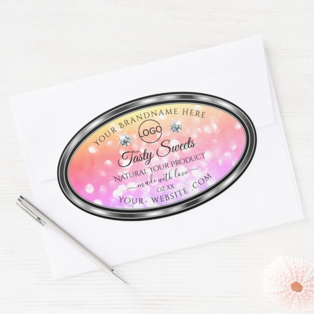 Colourful Glitter Product Labels Diamonds with Log (Envelope)