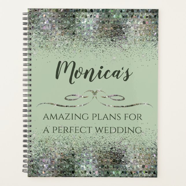 Colourful Glitter Purple and Sage Wedding Planner (Front)