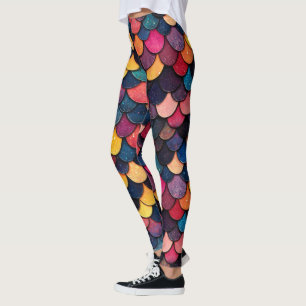 Colourful Glitter Scale Pattern Leggings