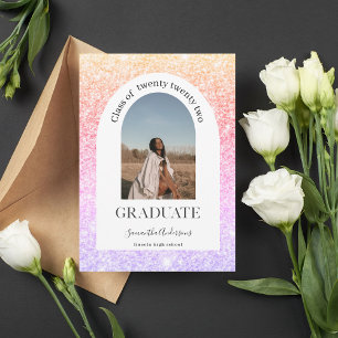 Colourful Glitter Sparkles Arch Photo Graduation  Invitation