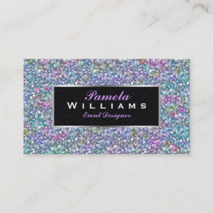 Colourful Glitter & Sparkles Silver Accents 2 Business Card