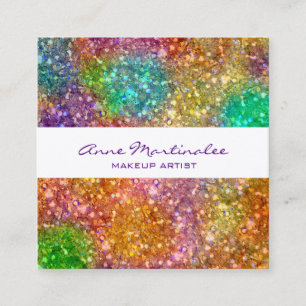 Colourful Glitter Square Business Card