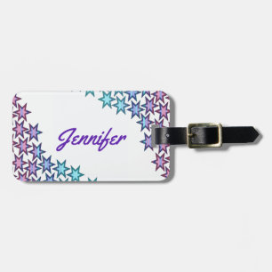 Colourful Glitter Stars Luggage Tag