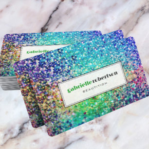 Colourful glitter texture image, custom text business card