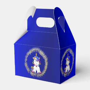 Colourful Glitter Unicorn Blue Birthday Favour Box