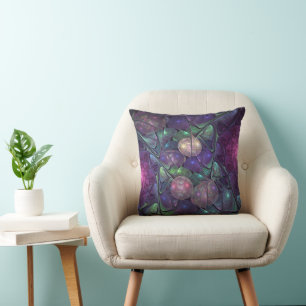 Colourful Glittering Modern Abstract Fractal Art Cushion