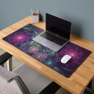 Colourful Glittering Modern Abstract Fractal Art Desk Mat