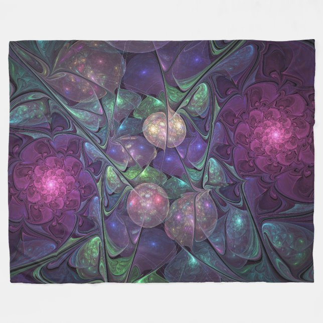 Colourful Glittering Modern Abstract Fractal Art Fleece Blanket (Front (Horizontal))