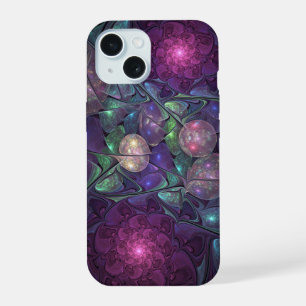 Colourful Glittering Modern Abstract Fractal Art iPhone 15 Case