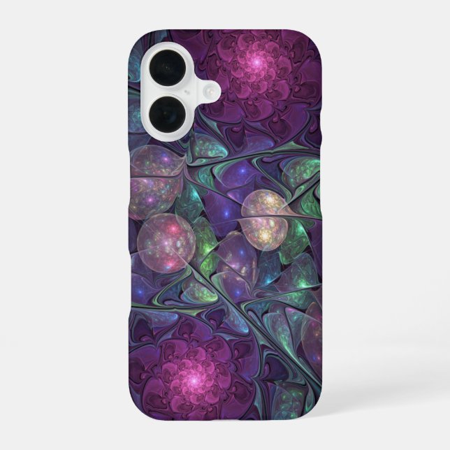 Colourful Glittering Modern Abstract Fractal Art iPhone 16 Case (Back)