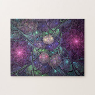 Colourful Glittering Modern Abstract Fractal Art Jigsaw Puzzle