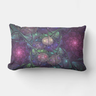 Colourful Glittering Modern Abstract Fractal Art Lumbar Cushion