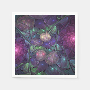 Colourful Glittering Modern Abstract Fractal Art Napkin