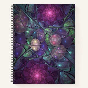 Colourful Glittering Modern Abstract Fractal Art Notebook