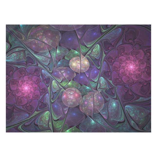 Colourful Glittering Modern Abstract Fractal Art Tablecloth (Front (Horizontal))