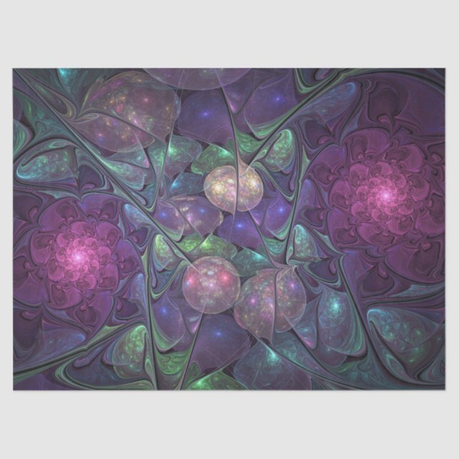 Colourful Glittering Modern Abstract Fractal Art Tissue Paper (Front)